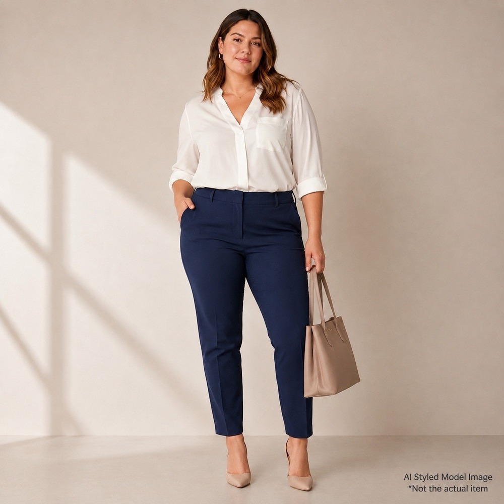 LOFT Outlet Curvy Skinny Ankle Pants Women 16 Navy Mid Rise Stretch NWT Classic